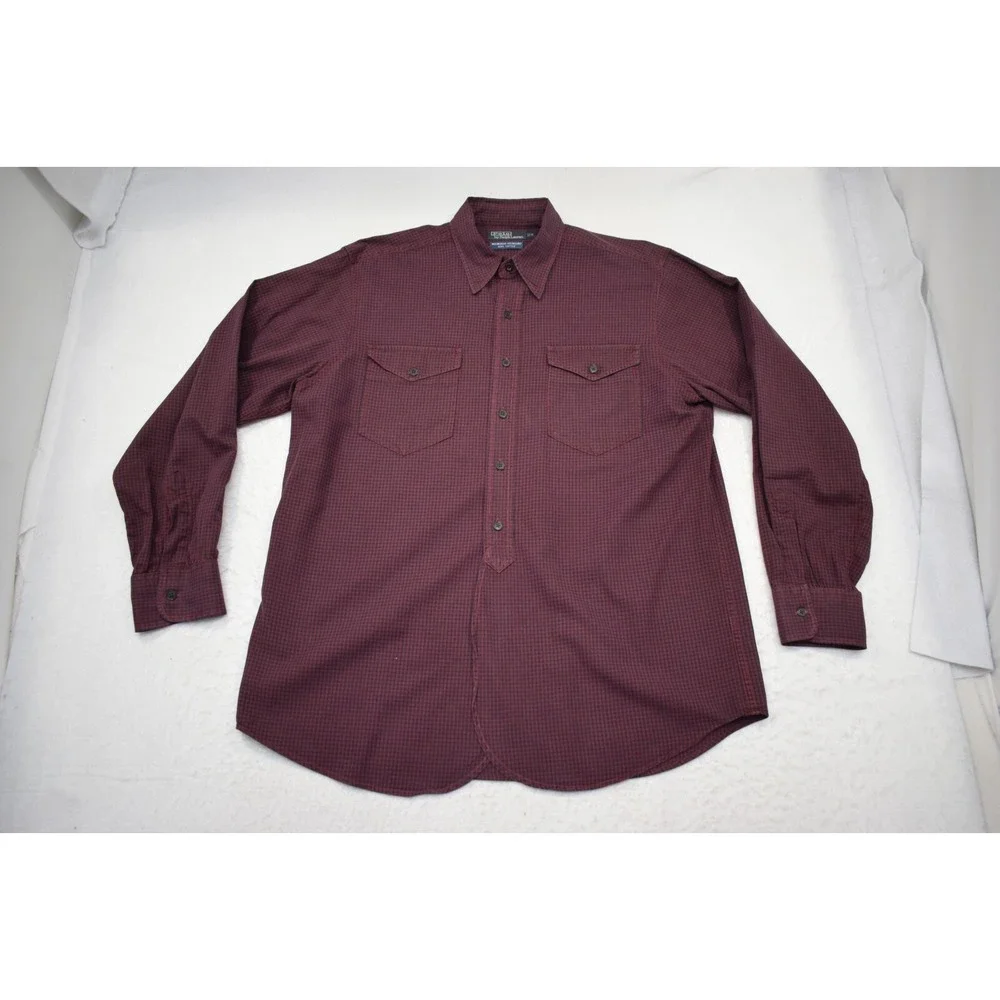 VTG Polo Ralph Lauren Woodsman Workshirt Plaid Long Sleeve‎ Mens Size Medium